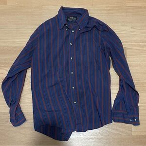 Fruit of the Loom Men's Blue and Red Striped Shirt